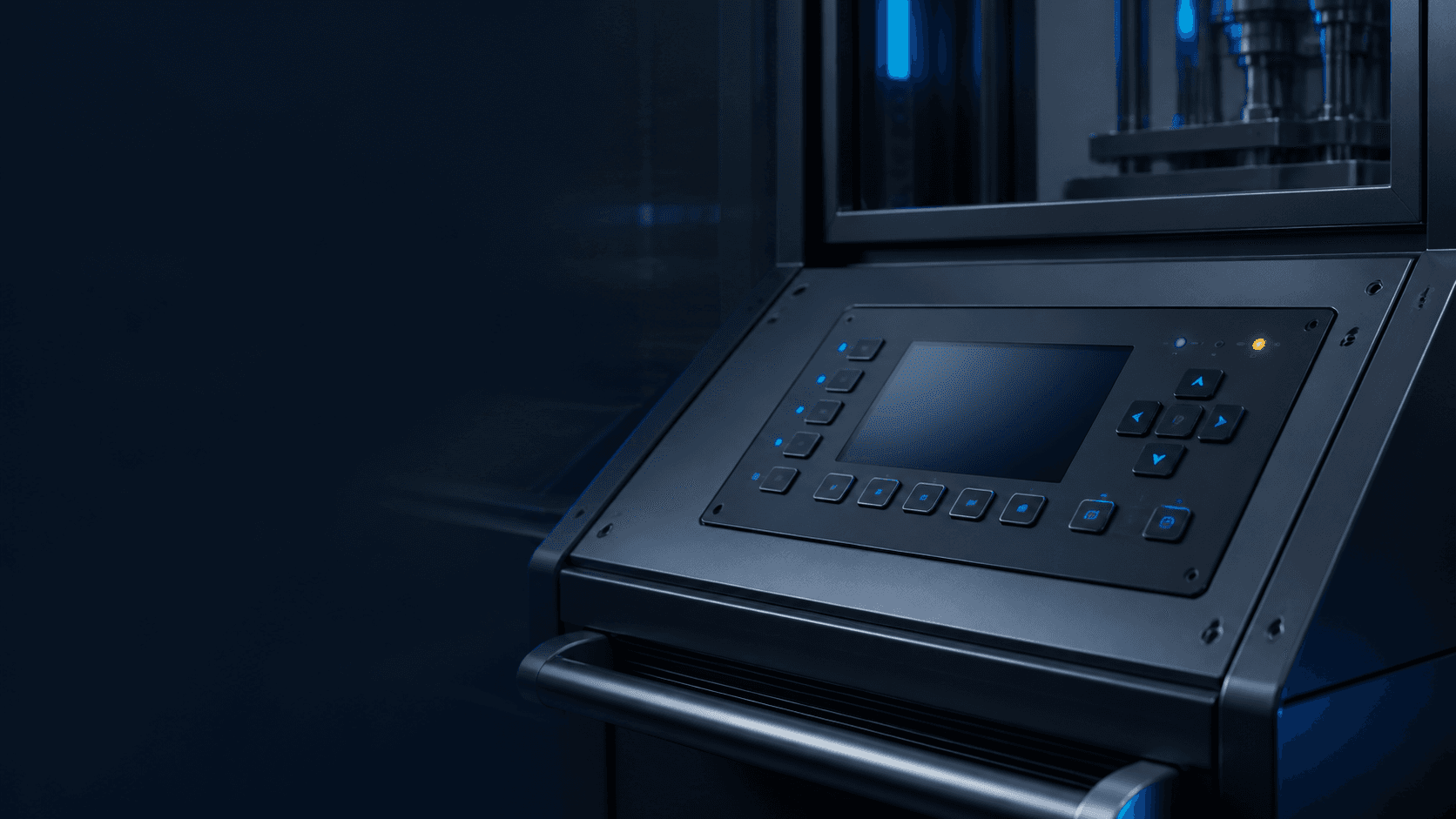 Concept visualization of a membrane control interface integrated into industrial equipment